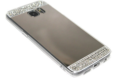 Spiegel diamanten hoesje zilver Samsung Galaxy S7 Edge