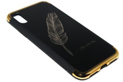 Zwart veren hoesje deluxe iPhone XS / X