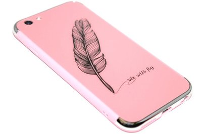 Roze veren hoesje deluxe iPhone 6 (S) Plus