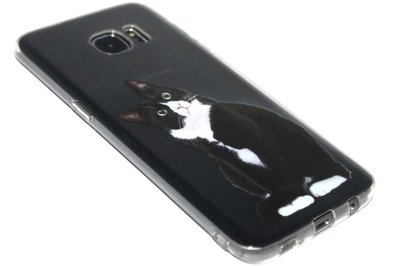 Katten hoesje siliconen zwart Samsung Galaxy S7 Edge