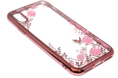 Glimmend bloemen hoesje roze iPhone XS Max