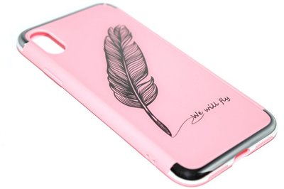 Roze veren hoesje deluxe iPhone XS Max