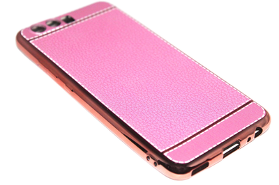 Kunstleren back cover roze Huawei P10 Plus