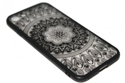 Mandala bloemen hoesje zwart iPhone 8 Plus / 7 Plus