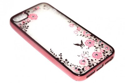 Glimmend bloemen hoesje iPhone 5 / 5S / SE