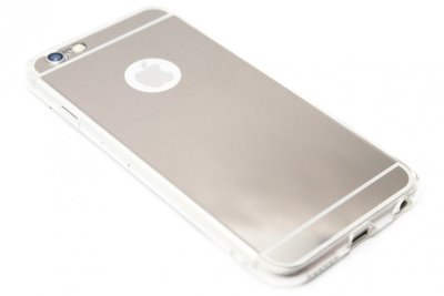 Spiegel hoesje zilver siliconen iPhone 6 / 6S