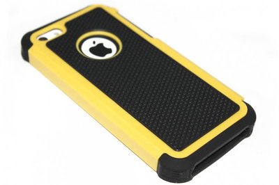 Rubber hoesje geel / zwart iPhone 5C
