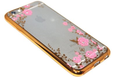 Glimmend vlinder hoesje goud iPhone 6 (S) Plus