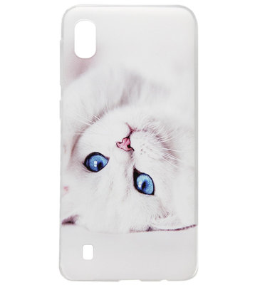 ADEL Siliconen Back Cover Softcase Hoesje voor Samsung Galaxy A10/ M10 - Katten Wit