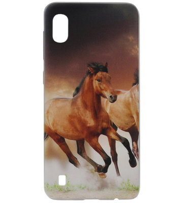 ADEL Siliconen Back Cover Softcase Hoesje voor Samsung Galaxy A10/ M10 - Paarden Bruin