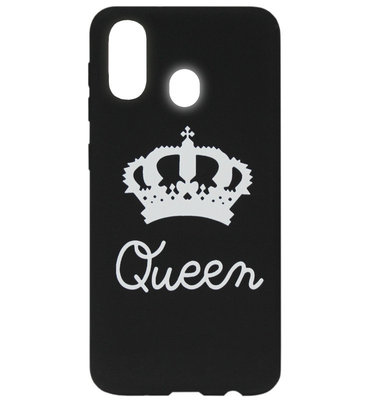 ADEL Siliconen Back Cover Softcase Hoesje voor Samsung Galaxy A40 - Queen Zwart