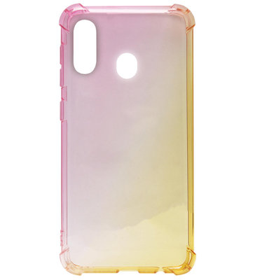 ADEL Siliconen Back Cover Softcase Hoesje voor Samsung Galaxy A40 - Kleurovergang Roze en Geel