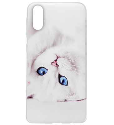 ADEL Siliconen Back Cover Softcase Hoesje voor Samsung Galaxy A70(s) - Katten Wit