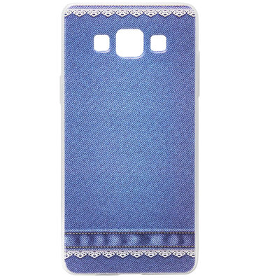 ADEL Siliconen Back Cover Softcase Hoesje voor Samsung Galaxy A3 (2015) - Jeans Spijkerbroek Blauw