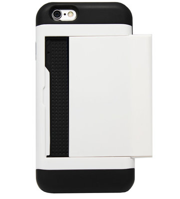 ADEL Kunststof Back Cover Hardcase Hoesje voor iPhone 6/ 6S - Pasjeshouder Wit