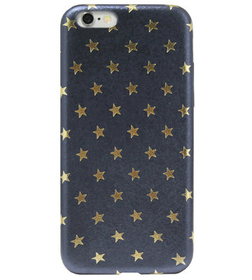 ADEL Siliconen Back Cover Softcase Hoesje voor iPhone 6/ 6S - Gouden Sterren Blauw