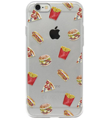 ADEL Siliconen Back Cover Softcase Hoesje voor iPhone 6/ 6S - Junkfood Pizza Patat Hotdog Hamburger