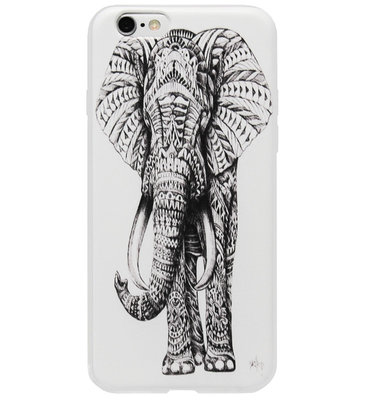 ADEL Siliconen Back Cover Softcase Hoesje voor iPhone 6(S) Plus - Olifant Wit