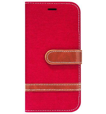 ADEL Kunstleren Book Case Portemonnee Pasjes Hoesje voor iPhone 6/ 6S - Rood Stoffen Design