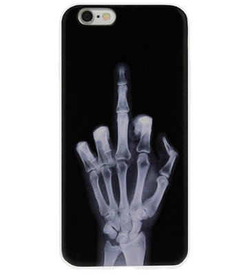 ADEL Siliconen Back Cover Softcase Hoesje voor iPhone 6/ 6S - Schedel Middelvinger