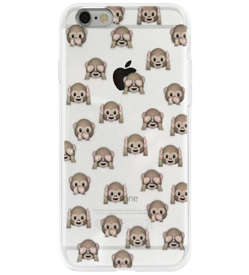ADEL Siliconen Back Cover Softcase Hoesje voor iPhone 6/ 6S - Smileys Emoticons Apen