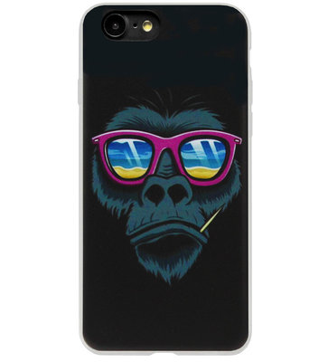 ADEL Siliconen Back Cover Softcase Hoesje voor iPhone 8 Plus/ 7 Plus - Apen Gorilla