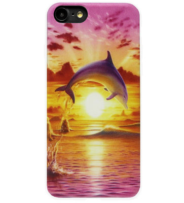ADEL Siliconen Back Cover Softcase Hoesje voor iPhone 8 Plus/ 7 Plus - Dolfijn Roze