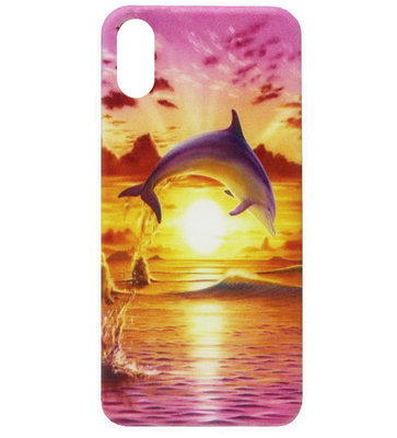 ADEL Siliconen Back Cover Softcase Hoesje voor iPhone XS/ X - Dolfijn Roze