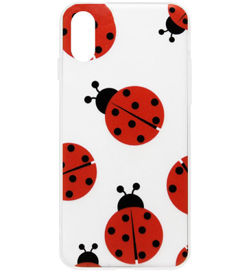 ADEL Siliconen Back Cover Softcase Hoesje voor iPhone XS/ X - Lieveheersbeestjes