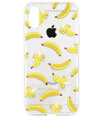 ADEL Siliconen Back Cover Softcase Hoesje voor iPhone XS Max - Bananen
