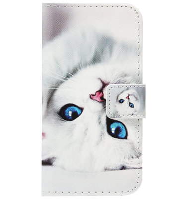 ADEL Kunstleren Book Case Portemonnee Pasjes Hoesje voor iPhone XS Max - Katten Wit