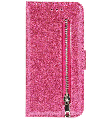 ADEL Kunstleren Book Case Portemonnee Pasjes Hoesje voor iPhone 11 - Bling Bling Roze