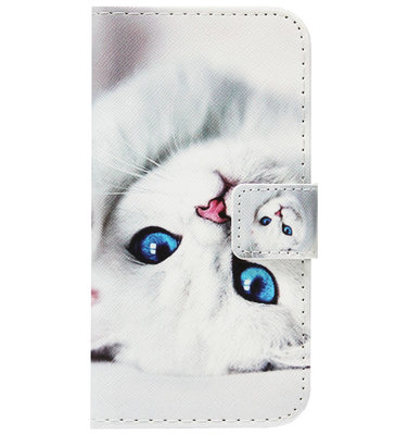 ADEL Kunstleren Book Case Portemonnee Pasjes Hoesje voor iPhone 11 - Katten Wit