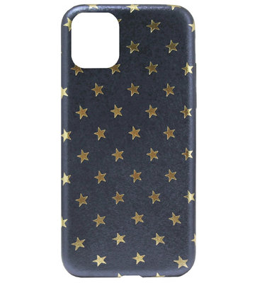 ADEL Siliconen Back Cover Softcase Hoesje voor iPhone 11 Pro Max - Gouden Sterren Blauw