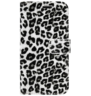ADEL Kunstleren Book Case Portemonnee Pasjes Hoesje voor iPhone 11 Pro Max - Luipaard Wit