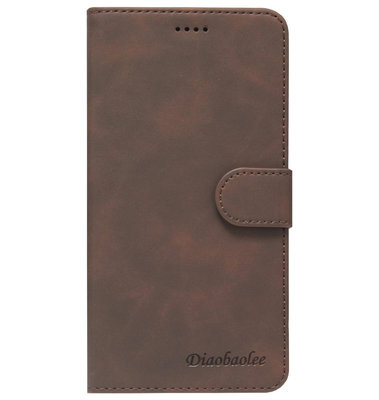 DIAOBAOLEE Kunstleren Book Case Portemonnee Pasjes Hoesje voor iPhone 11 Pro Max - Bruin