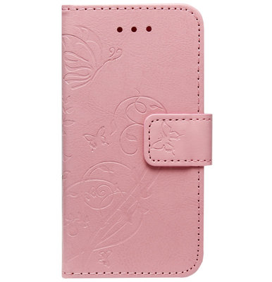 ADEL Kunstleren Book Case Portemonnee Pasjes Hoesje voor iPhone 11 Pro - Vlinder Roze
