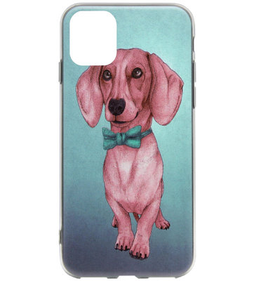 ADEL Siliconen Back Cover Softcase Hoesje voor iPhone 11 Pro Max - Teckel Hond