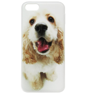 ADEL Siliconen Back Cover Softcase Hoesje voor iPhone 5C - Schattige Hond Wit