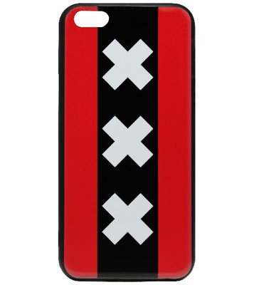 ADEL Siliconen Back Cover Softcase Hoesje voor iPhone 5/ 5S/ SE - Amsterdam Andreaskruisen