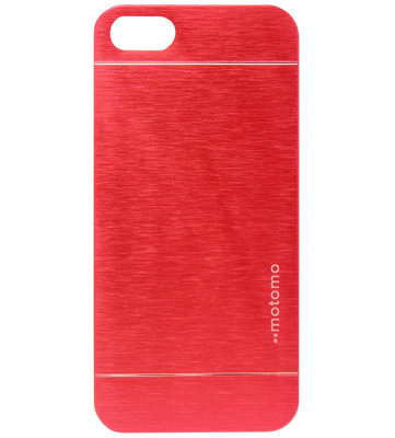 MOTOMO Kunststof Aluminium Back Cover Hardcase Hoesje voor iPhone 5/ 5S/ SE - Rood