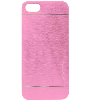 MOTOMO Kunststof Aluminium Back Cover Hardcase Hoesje voor iPhone 5/ 5S/ SE - Lichtroze