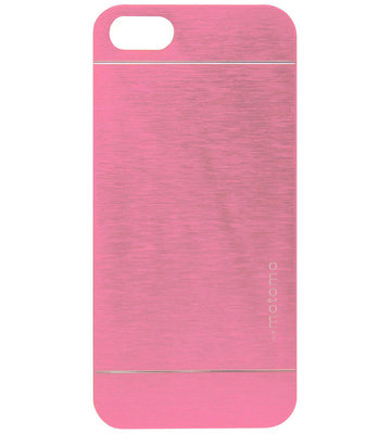 MOTOMO Kunststof Aluminium Back Cover Hardcase Hoesje voor iPhone 5/ 5S/ SE - Roze