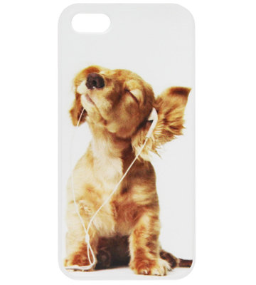 ADEL Siliconen Back Cover Softcase Hoesje voor iPhone 5/ 5S/ SE - Hond Retriever Wit