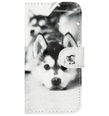 ADEL Kunstleren Book Case Portemonnee Pasjes Hoesje voor iPhone 5/ 5S/ SE - Hond