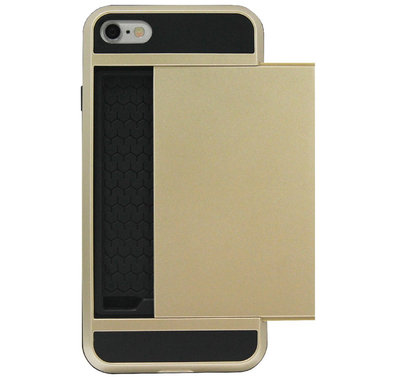 ADEL Kunststof Back Cover Hardcase Hoesje voor iPhone 6/ 6S - Pasjeshouder Goud