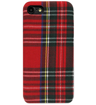 ADEL Siliconen Back Cover Softcase Hoesje voor iPhone 8 Plus/ 7 Plus - Stoffen Design Traditioneel Rood
