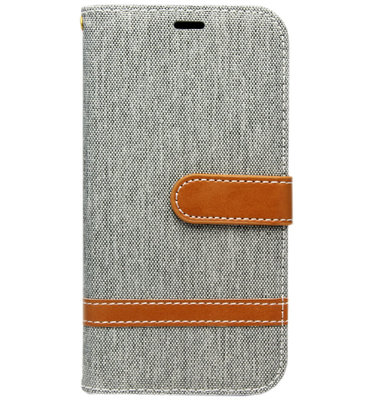 ADEL Kunstleren Book Case Portemonnee Pasjes Hoesje voor Samsung Galaxy S10 - Stoffen Design Grijs