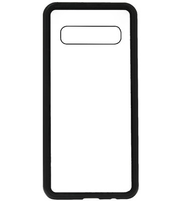 ADEL Magnetisch Kunststof Glas Back Cover Hardcase Hoesje voor Samsung Galaxy S10 - Zwart