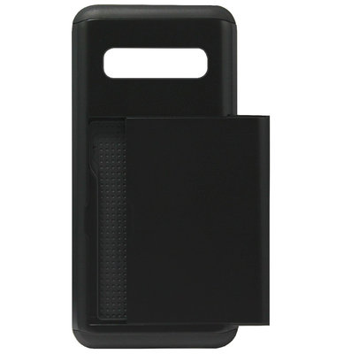 ADEL Kunststof Back Cover Hardcase Hoesje voor Samsung Galaxy S10 - Pasjeshouder Zwart